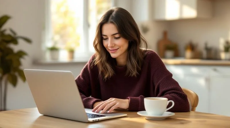 Frau informiert sich am Laptop über den Bildungsgutschein in Heilbronn